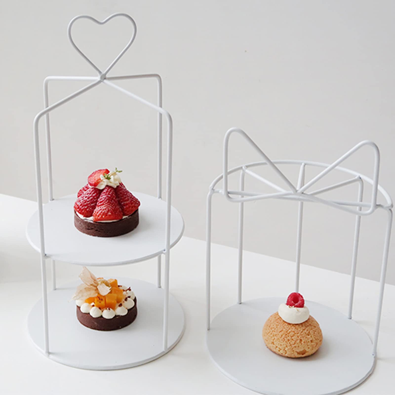 Supporto per Torta Supporto per Torta in Metallo Doppio bancone per Dessert Espositore per Cupcake per tè pomeridiano Vassoio Multiuso per Pasticceria e Frutta