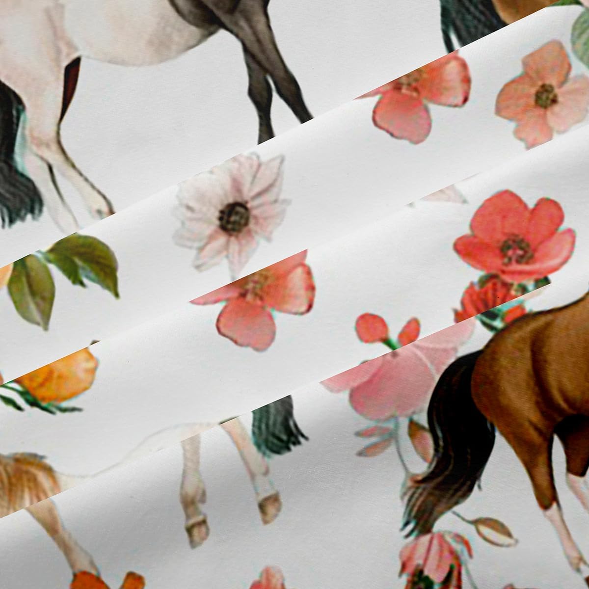 Rideaux occultants avec œillets - Motif chevaux - 137 x 117 cm - Pour enfants, garçons, filles, adolescents