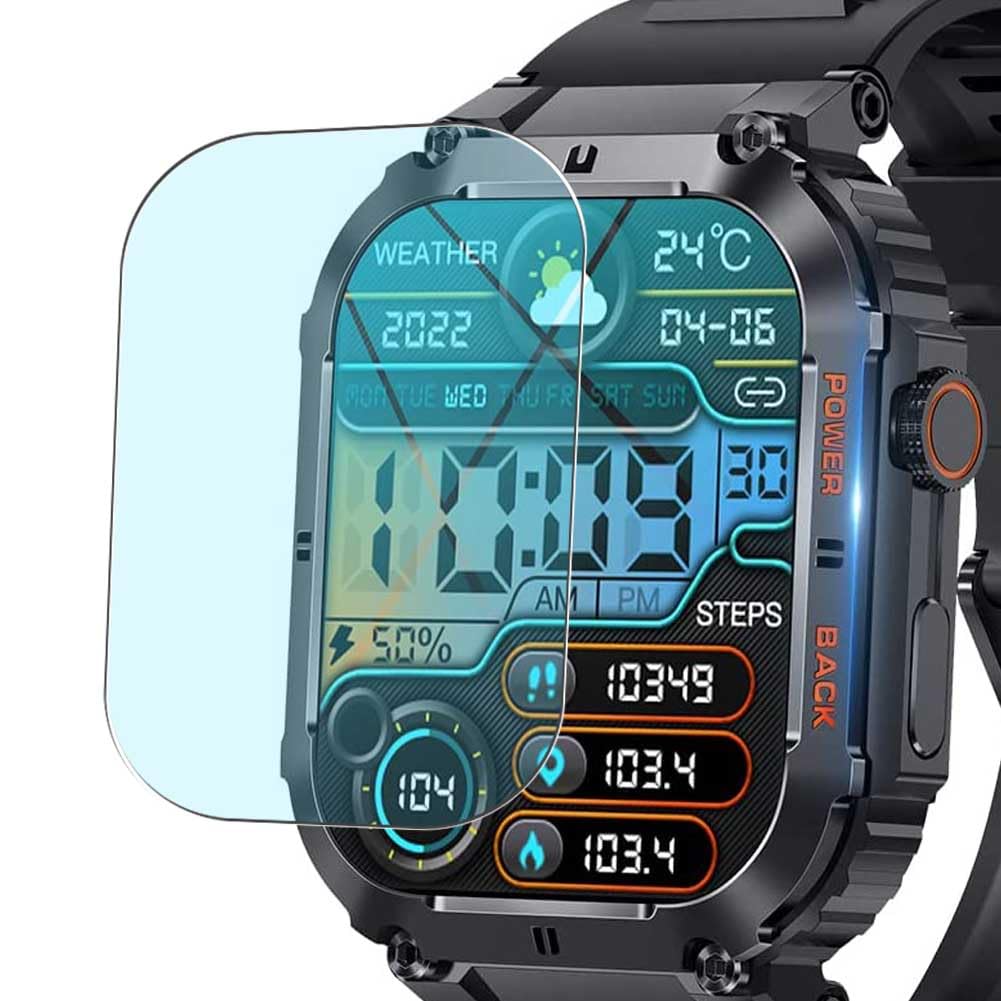 [3 Pack] Synvy Anti Blue Light Screen Protector, compatible with msoat K57 PRO 1.96" Smart Watch smartwatch Guard Skin [ Not Tempered Glass Protectors ]