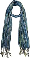 Humble Hilo Women's Multi-Colored Lightweight Boho Scarf Shawl - Head Neck Wrap Fringe 17x70in