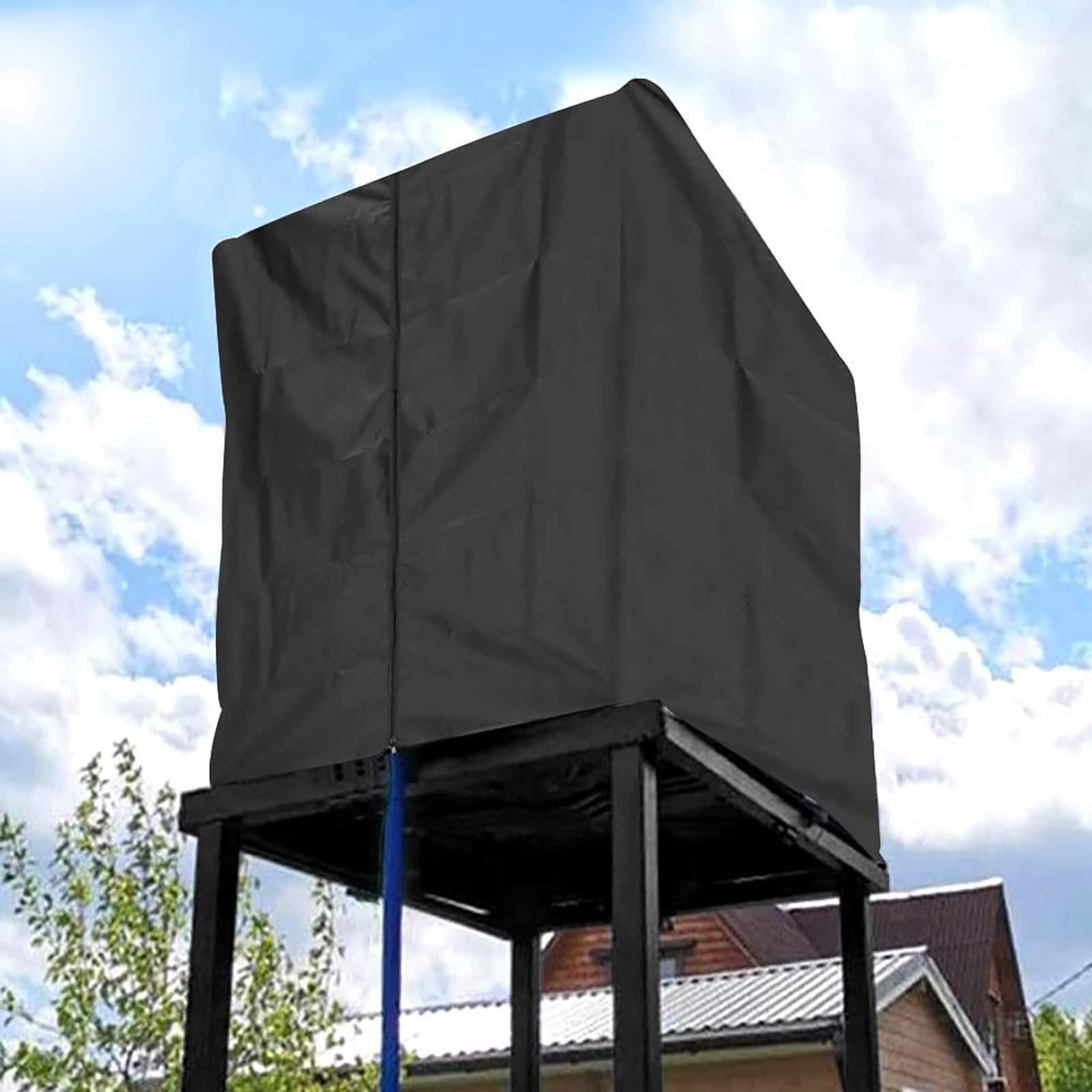 IBC Cubierta para Depósito de Agua 1000 litros, 210D Funda Depósito Agua, Cremallera Reforzada 120×100×116cm, Antipolvo Anti UV, Lona Cubierta Protectora (Green)