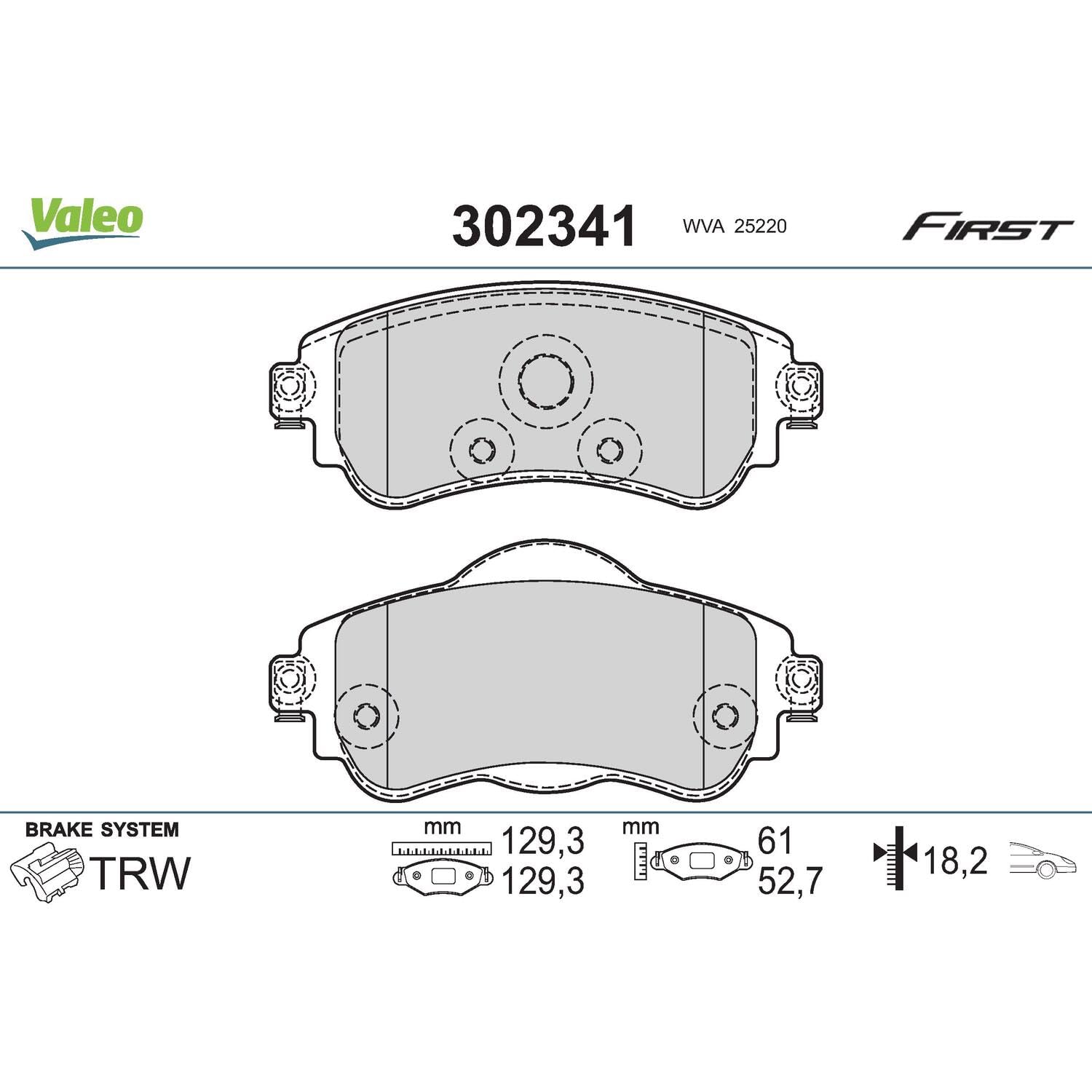 VALEO Jeu De Plaquettes De Frein 302341 Essieu Avant, Avec Tôle Anti