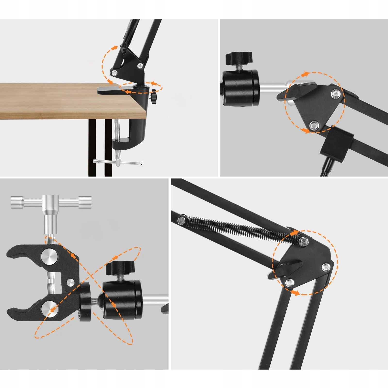 Rosfix Tercera mano universal con 4 pinzas de cocodrilo, brazo de codo, abrazaderas ajustables, trabajo de precisión, soldadura, accesorios electrónicos