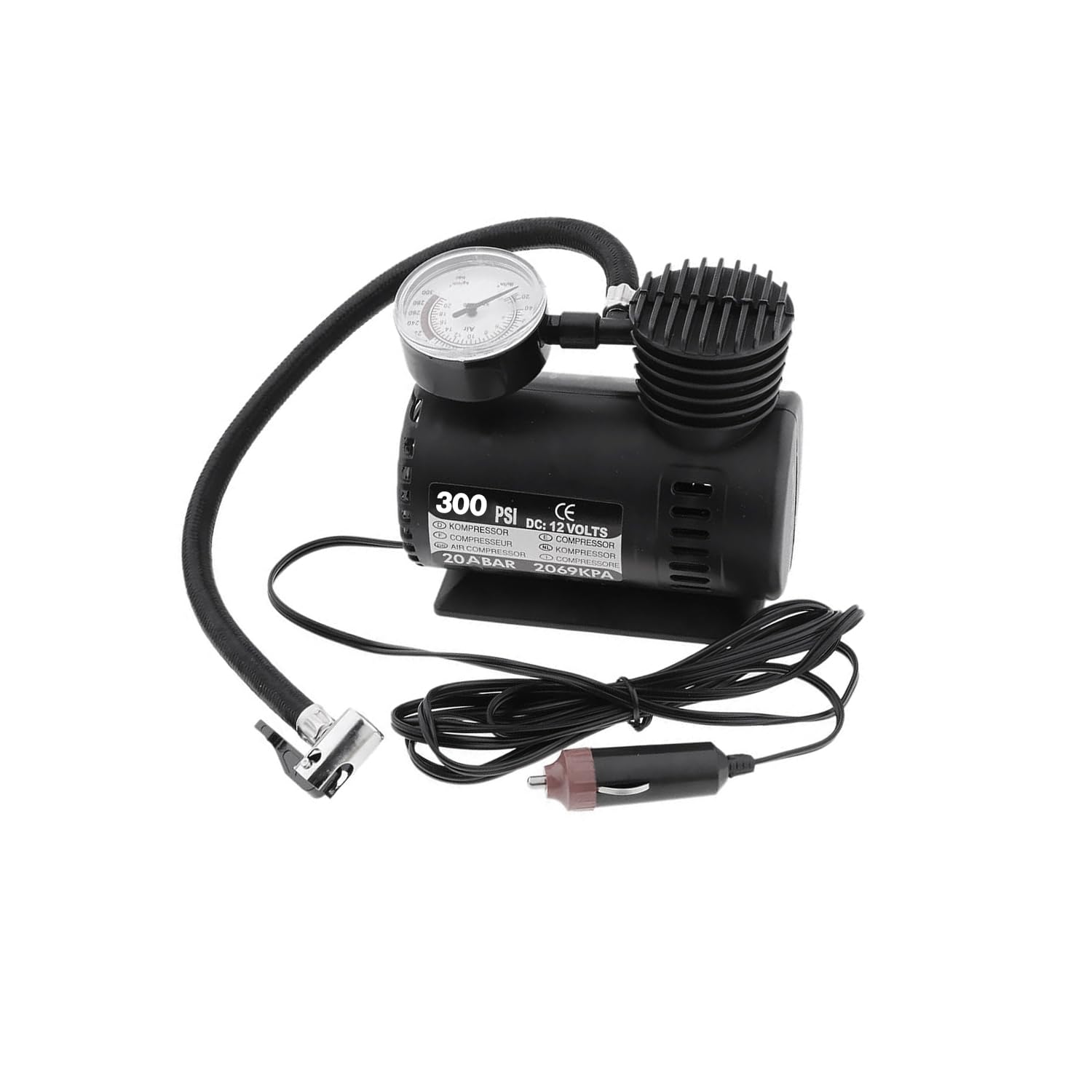 Mini Hava Kompresörü 12V Araç Tipi Çakmaklık Araba Bisiklet Teker Lastik Şambrel Top Şişirme 300 Psı