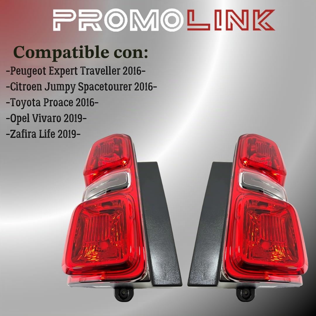 2 faros traseros traseros izquierda derecha compatible con Peugeot Expert Citroen Jumpy Toyota Proace Vivaro con certificado E 9808243080 9808243180