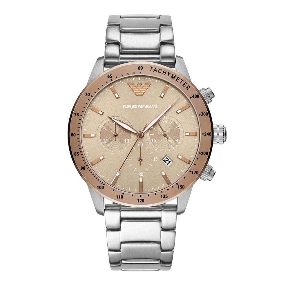 Emporio Armani Stainless Steel Mario Analog Gold Dial Men Watch-Ar11352, Silver Band (B08XC1ZMFH) Amazon Price History, Amazon Price Tracker