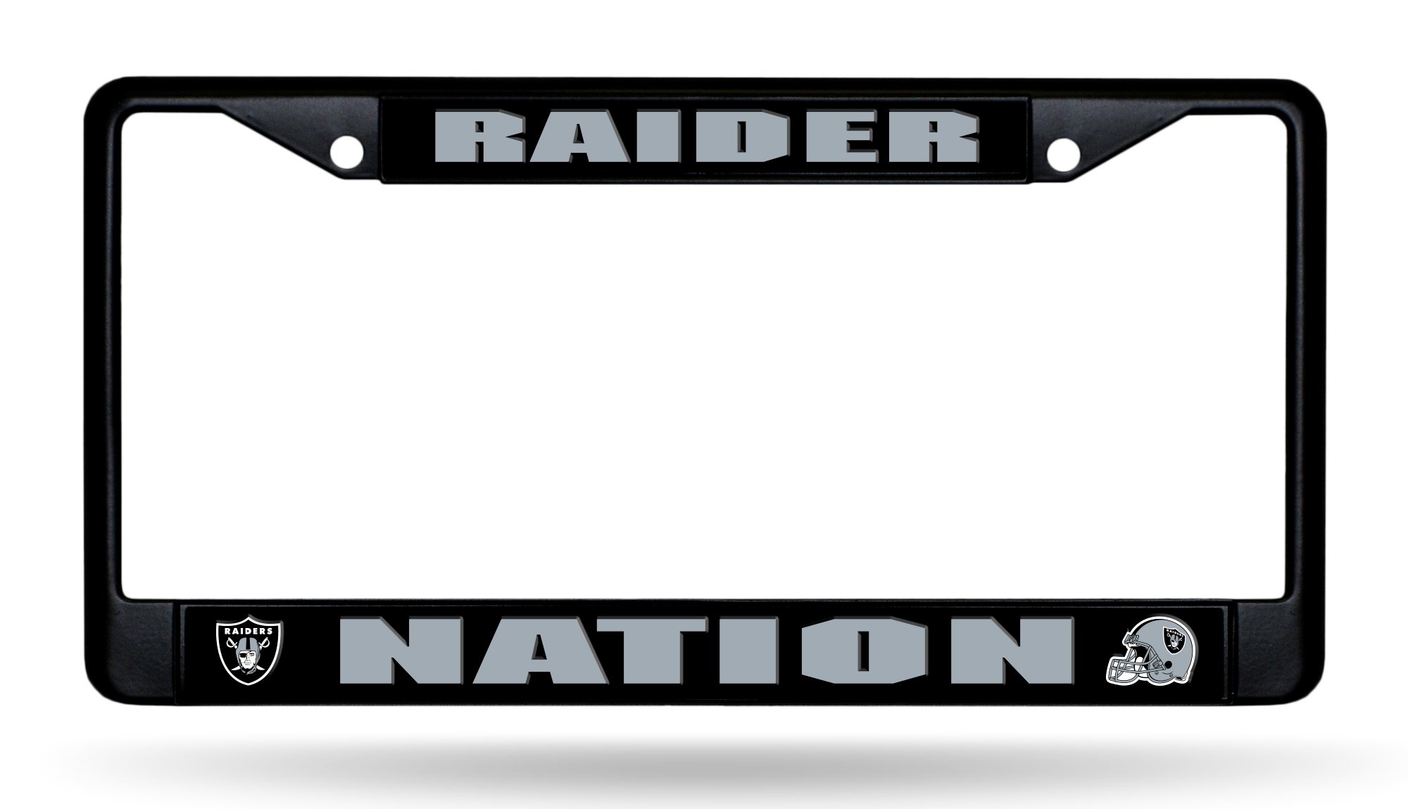 Rico Industries NFL Football Primary Black Chrome Frame with Plastic Inserts 12" x 6" Car/Truck Auto Accessory