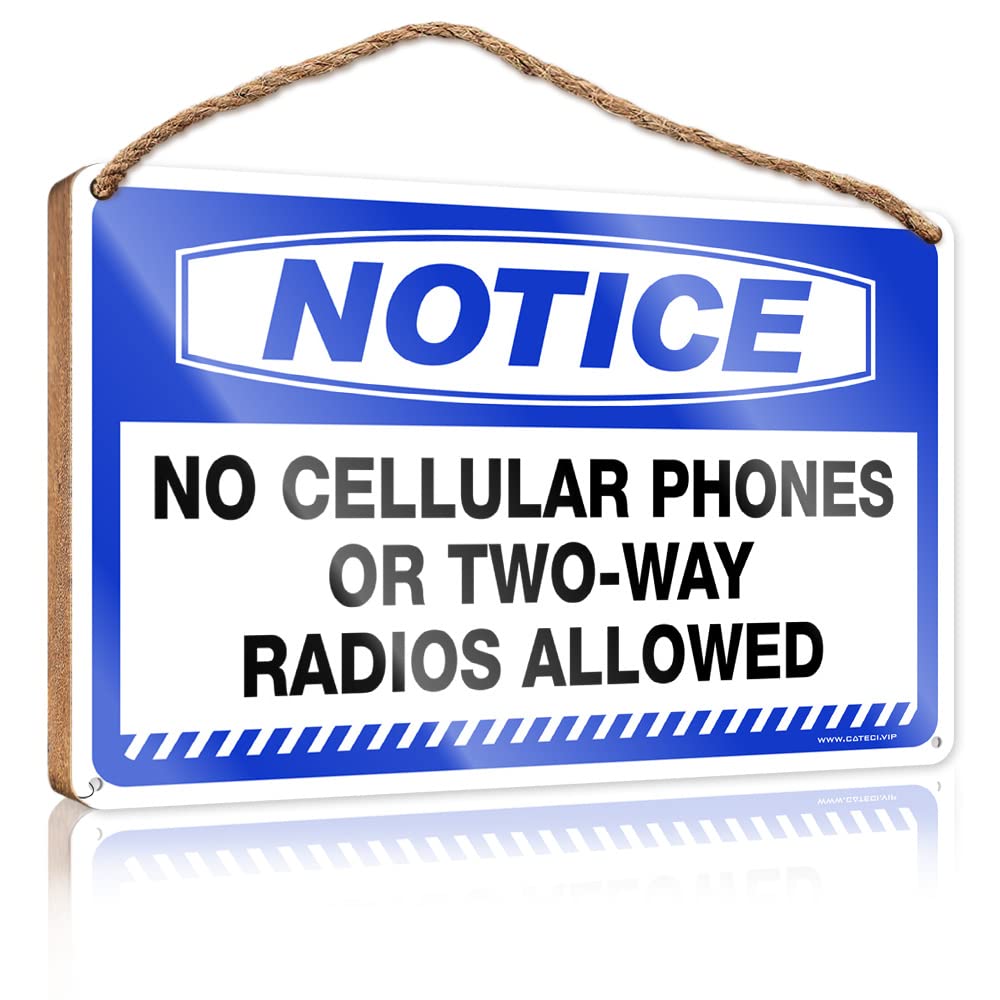 Bruntelo Women's One Color Farmhouse Signs Notice No Cellular Phones Or Two-Way Radios Allowed Wooden Sign Door Sign For Home Outdoor Wall Decor(23X35cm)