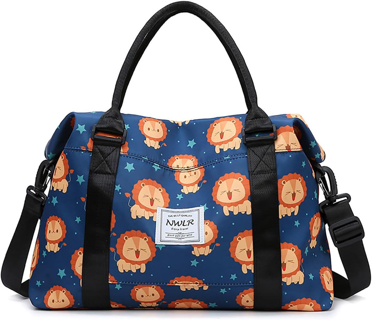 Travel Duffle Bag Weekender Overnight Bag Gym Tote with Dry and Wet Separated Pocket for Women Girls Shoulder Workout Duffel Bag Water Resistant (Cute Lions)