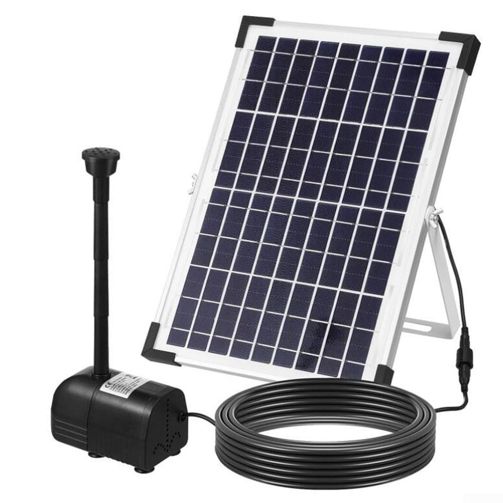 Solar Springbrunnen Kit für Garten | 10W 7V Solar Wasserpumpe mit 11 Düsen | Outdoor Wasserspiel Pumpe für Teich Pool Vogelbad | Dekorative Landschaft Brunnen Set | Schwarz
