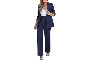 2 Piece Pant Suit for Women, Dressy Blazer High Waisted Straight Leg...