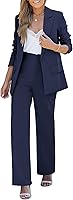 LookbookStore Women's 2 Piece Blazer Pant Suit Set - Dressy High Waisted Pants Business Casual Outfits
