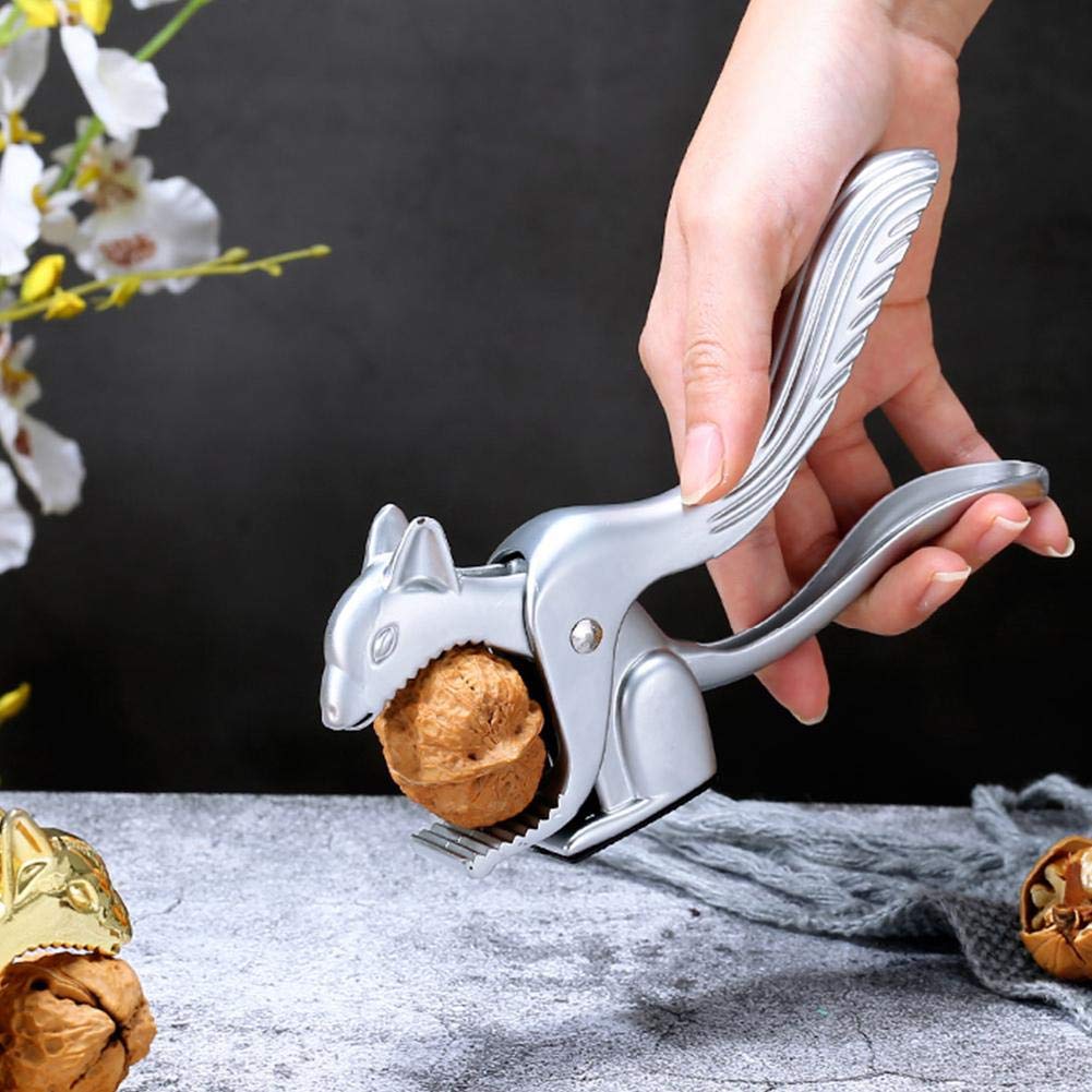 Eichhörnchen Form Nussknacker, Edelstahl Nußknacker Walnüsse Haselnuss Zinkdruckguss Walnussknacker Haselnussknacker Gabeln Profesioneller Nutcracker Geeignet Nüsse oder Schalentiere - Silber, 1 Stück - 3