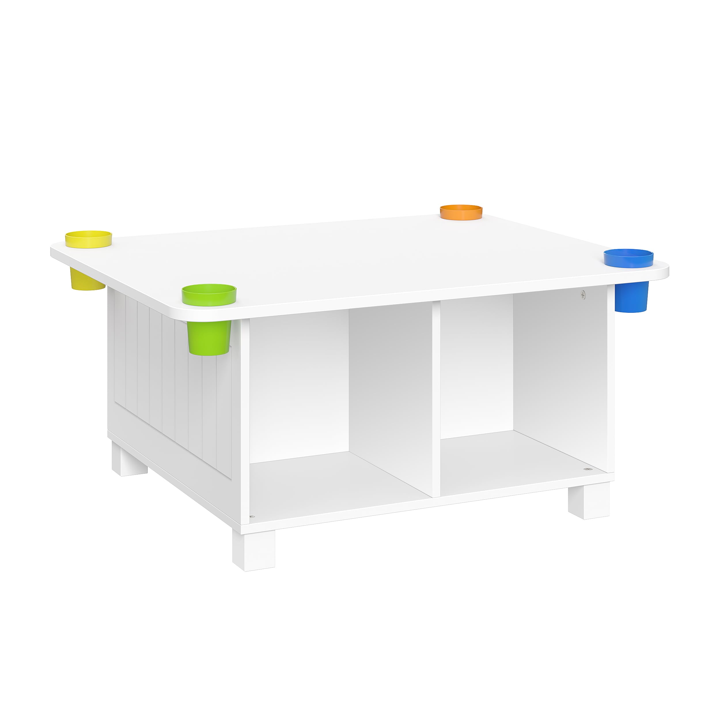 RiverRidge Kids Desk and Art Activity Table - Play Table with 4 Storage Cubbies & Removable Storage Cups for Crafts, Puzzles & Activities - White Easy Clean Surface