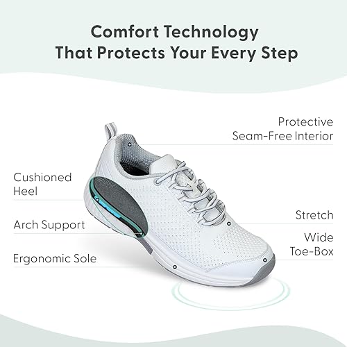Miniatura 2 de Orthofeet tenis ortopédicos que alivian la fascitis plantar, el dolor de pie y de talón, anchos extendidos, tenis para caminar para mujeres con