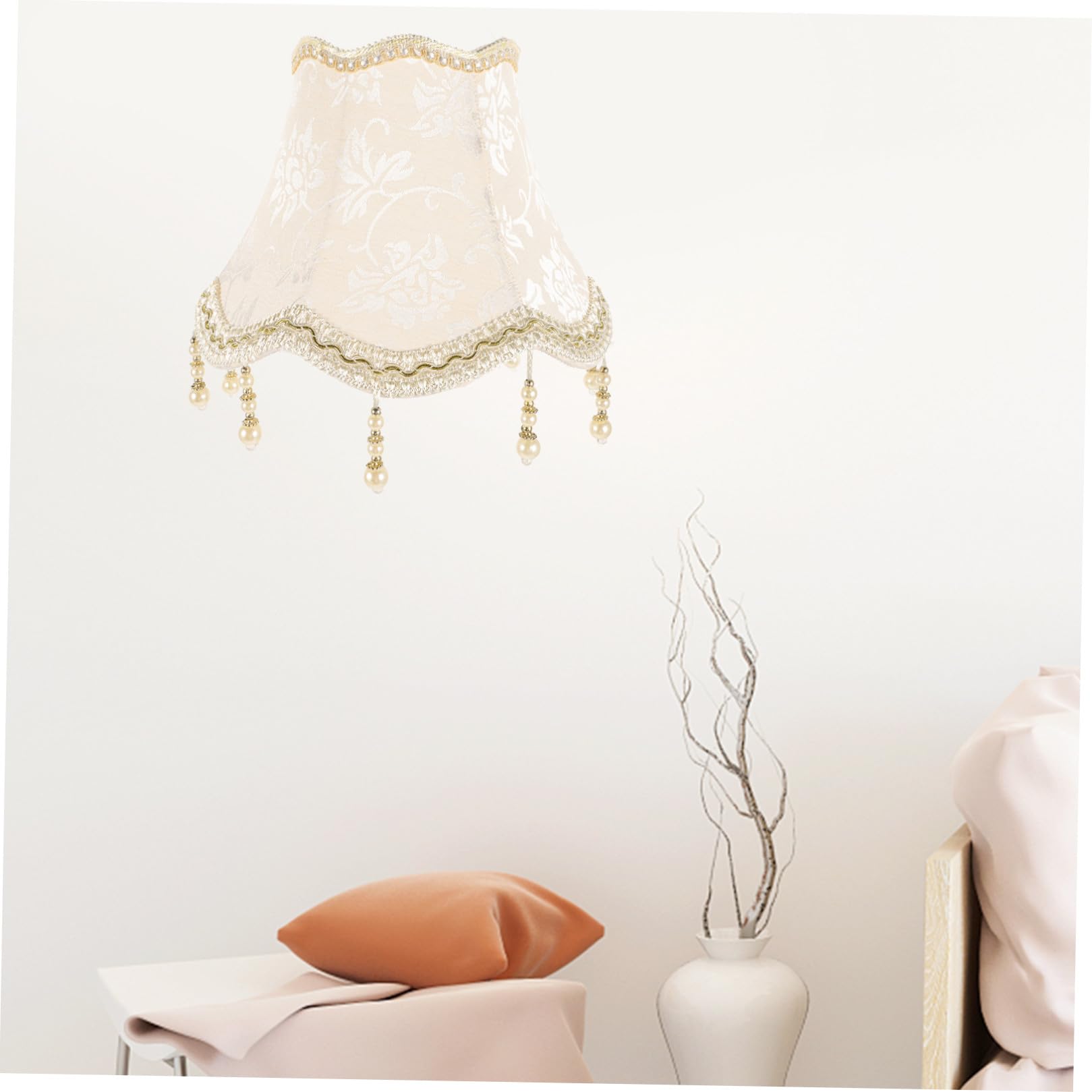 Abat Jour Lampe Décoratif en Tissu et Métal pour Douille E27 Beige