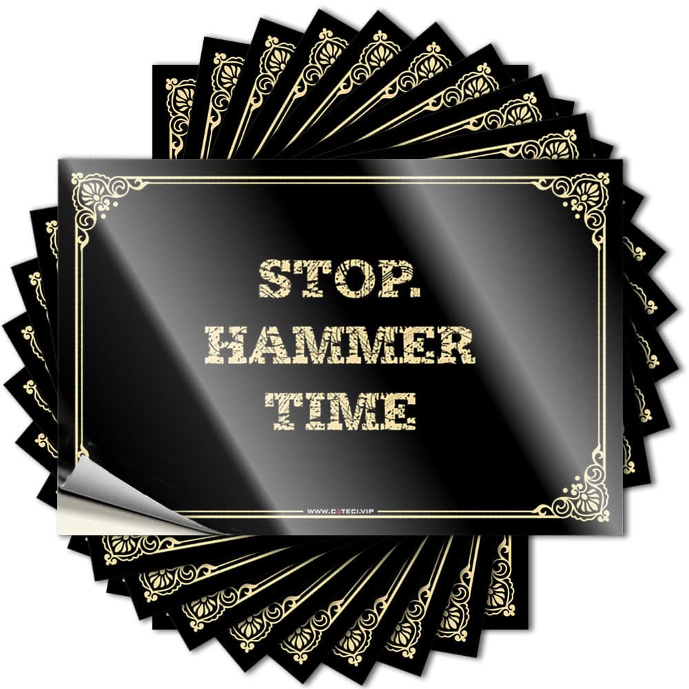 Spring Porch Decor Optical Illusion Stickers - Stop. Hammer Time Removable Decal Bumper Easy Peel for Free(6X9CM)