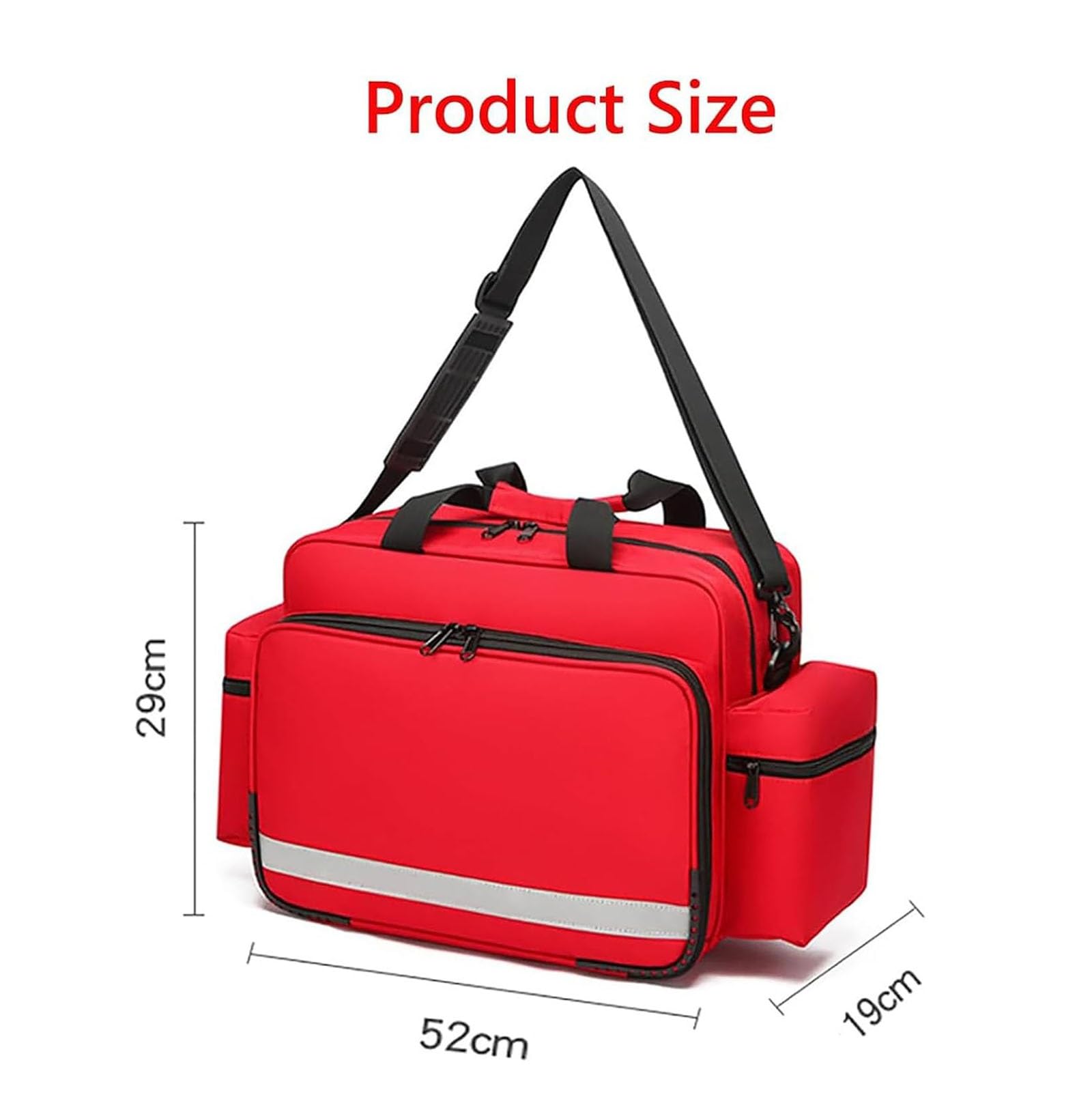 Erste-Hilfe-Set – Notfall-Trauma-Organizer mit reflektierenden Streifen, Design mit mehreren Fächern für Reisen, Camping, Auto und den Außenbereich, rot