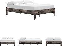 Vista 8 de Signature Design by Ashley - Cama con plataforma estilo bloque de carnicero Neilsville, tamaño matrimonial, color gris rústico