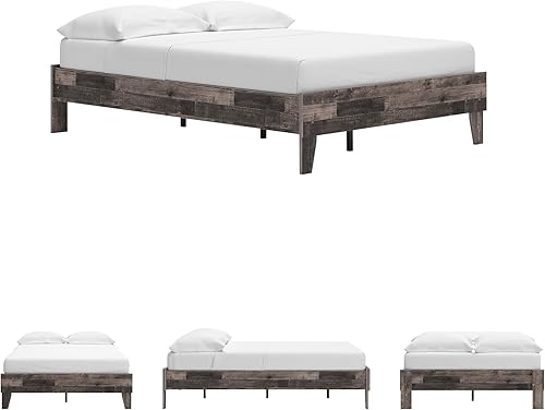 Miniatura 25 de Signature Design by Ashley - Base de cama con plataforma de granja casual Shawburn, tamaño matrimonial, cal desgastada Encalar,Gris (rustic