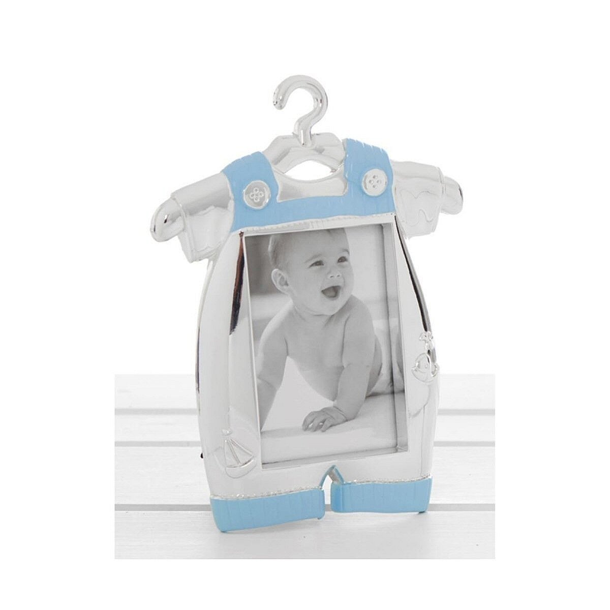 Shudehill Giftware Silver Tone Baby Grow Romper Photo Frame - Blue