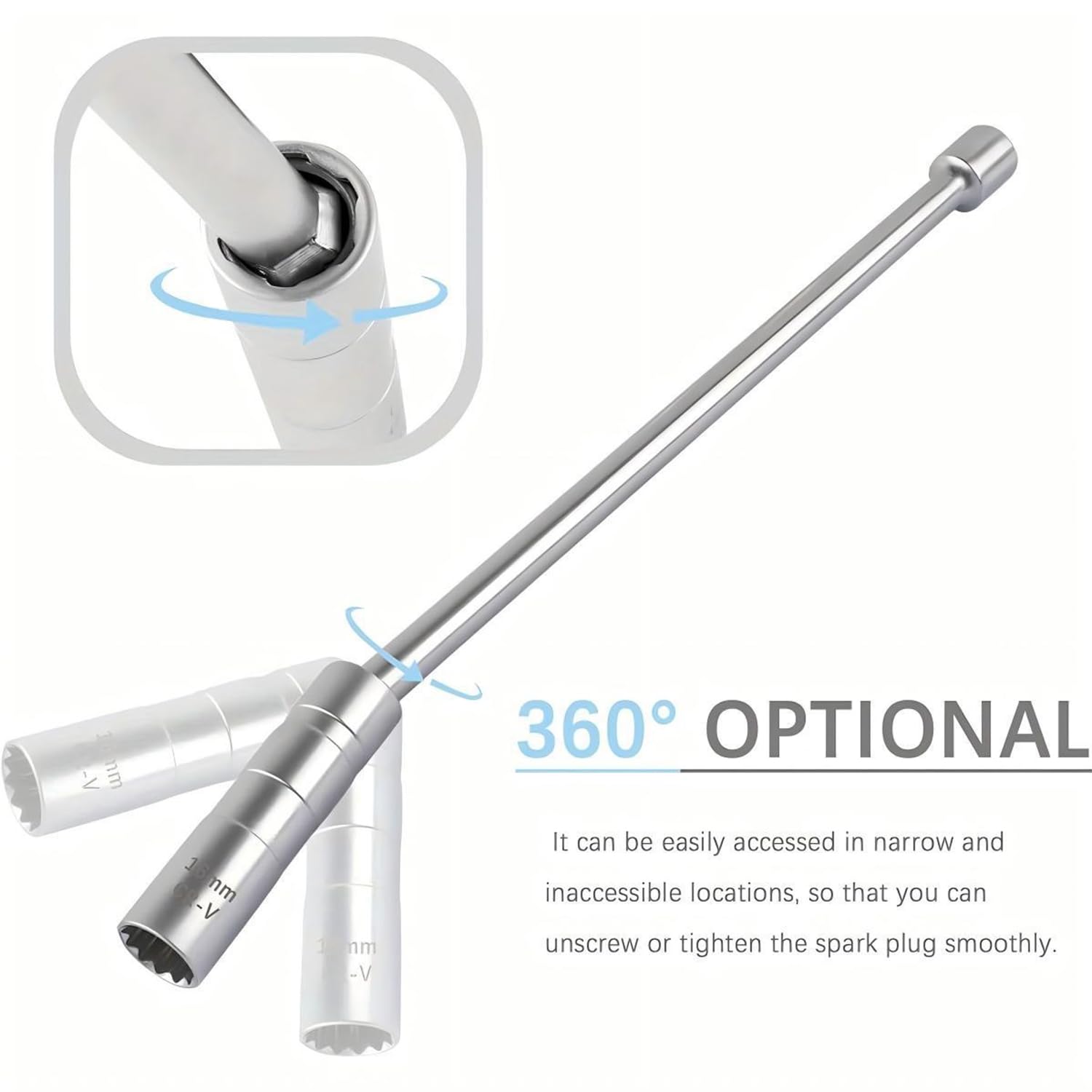 Juego 2 Piezas Llave Bujía Magnética 14mm 16mm, Llave de Bujías Giratoria 12 Puntos 3/8", Cambiar Bujías Fácil, Herramienta Extracción Universal para Coche, Moto, Cortacésped, Pozos Profundos (B)