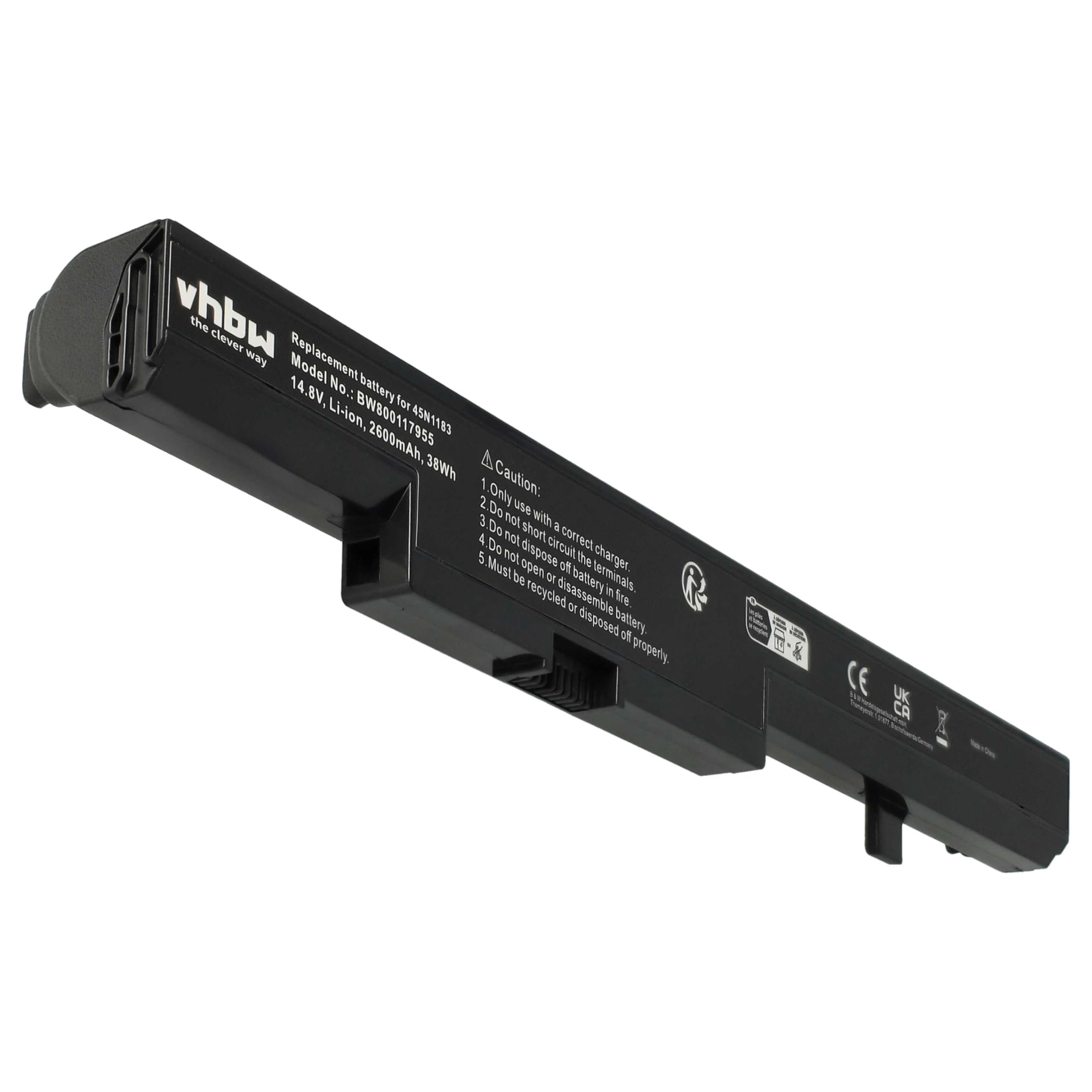 vhbw 1x batteria sostituisce Lenovo 45N1184, 45N1185, FRU 45N1183, ASM 45N1182, 45N1183 per notebook (2600mAh, 14,8V, Li-Ion