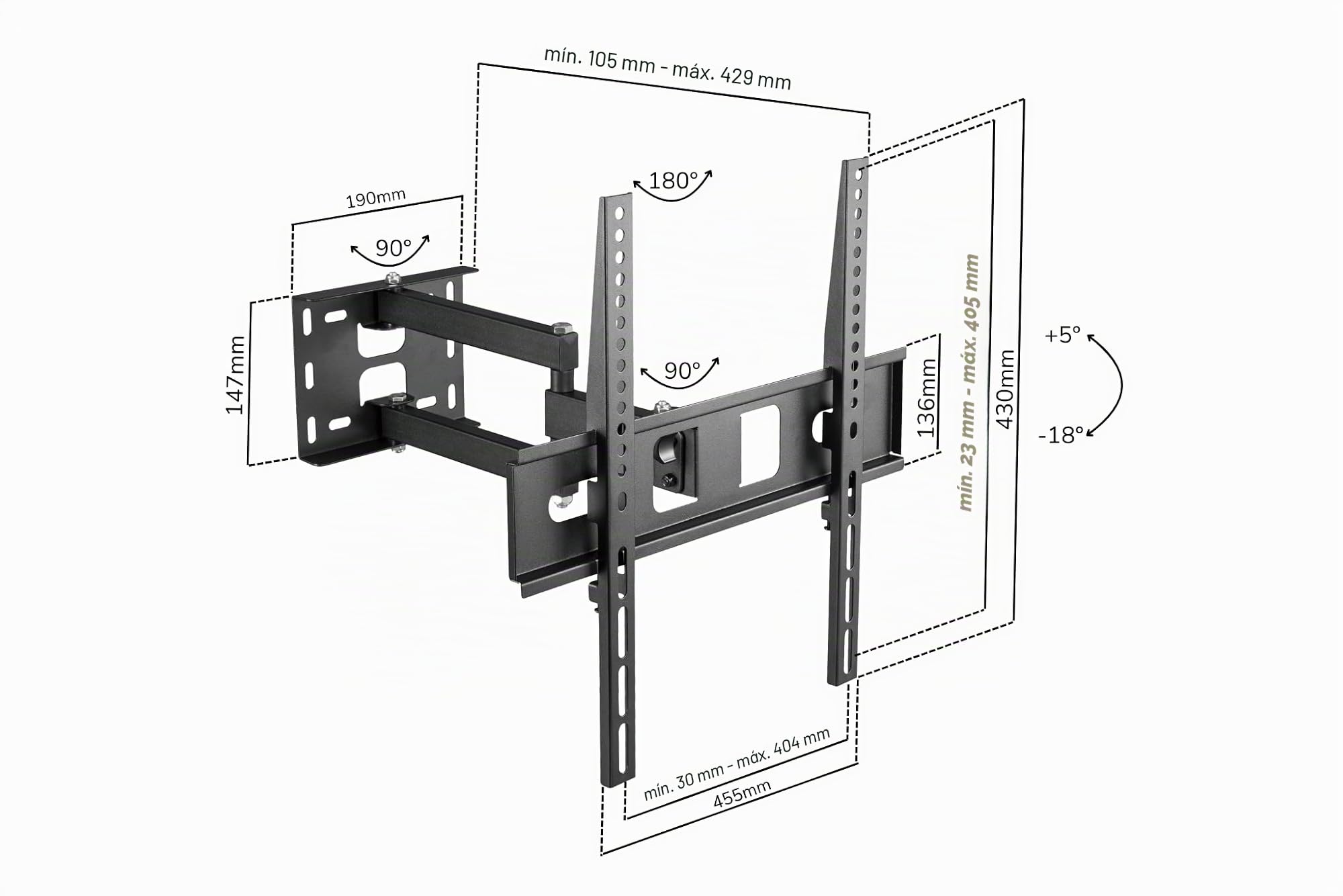 Superior Electronics - Soporte TV de Pared orientable Full Motion Extra Slim para TV de 32" a 55" - Compatible VESA 200x200, 300x300, 400x200, 400x400 - Inclinable e Girevole - SUPSTV003