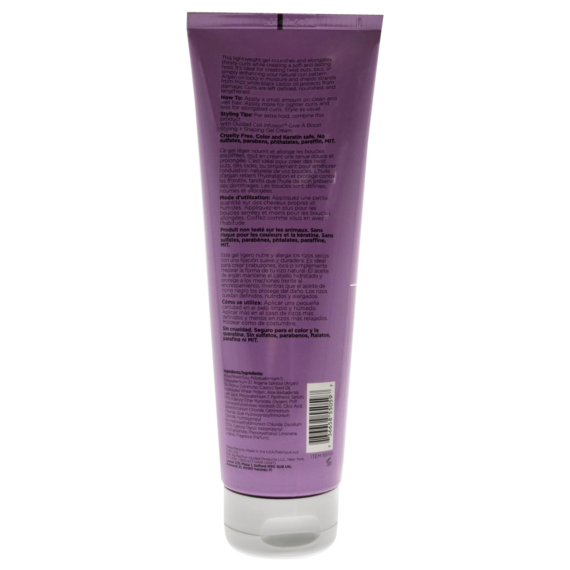 Ouidad Coil Infusion Give a Boost Styling + Shaping Gel Cream for Curly Hair, 8.5 oz - Hydrating Peptide & Black Castor Oil Formula for Defined Coils, Frizz Control, Lightweight Hold, Paraben-Free