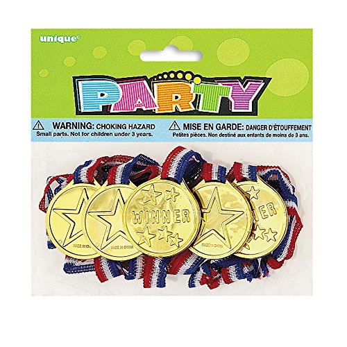 Unique Party 86244 5 winnaar medaillons, kunststof, goud