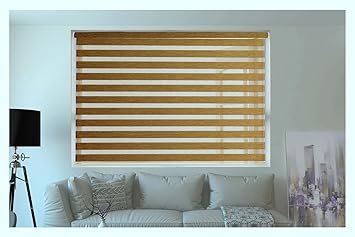 ZEBRA BLINDS Polyester Curtain for Windows or Outdoor Decor (Gold)
