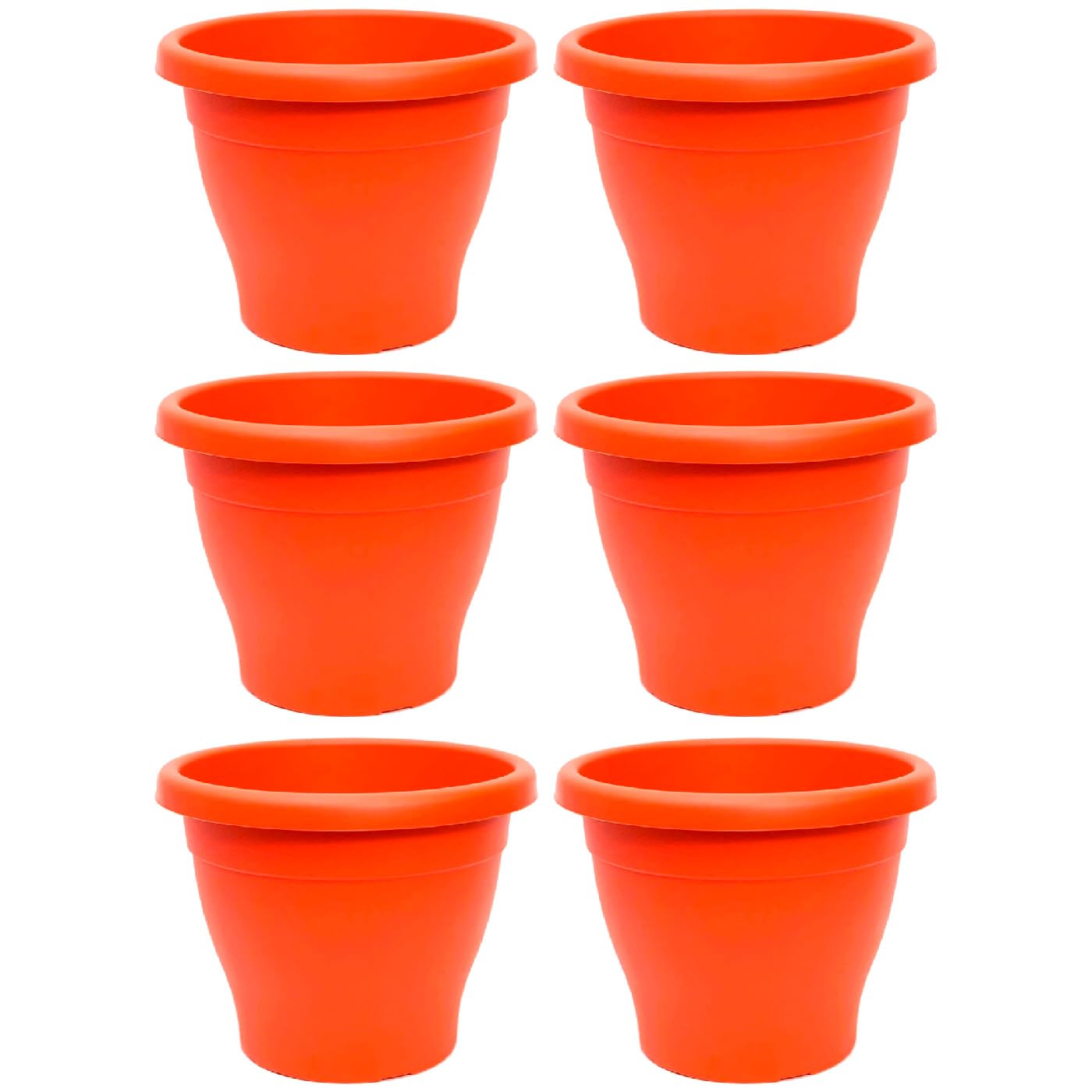 Acan Tradineur - Pack de 6 Macetas de plástico Redondas para Plantas y Flores Mediterránea con Orificios Inferiores. Recipiente, macetero Exterior e Interior del hogar - Color Marrón - 25 cm