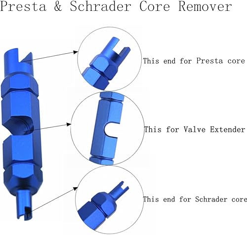 Miniatura 3 de 36 piezas Presta kits de núcleo de válvula, práctico removedor de núcleo de válvula de aleación, 10 núcleos de válvula Presta, 5 adaptadores de