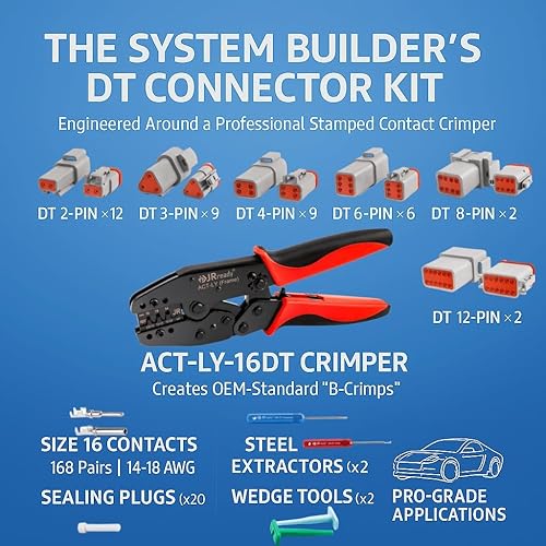 Miniatura 3 de JRready Deutsch Kits de conectores ST6303: 2 3 4 6 8 12 Pin DT Kit de conector IP67 impermeable con crimpadora Deutsch ACT-LY-16DT, contactos