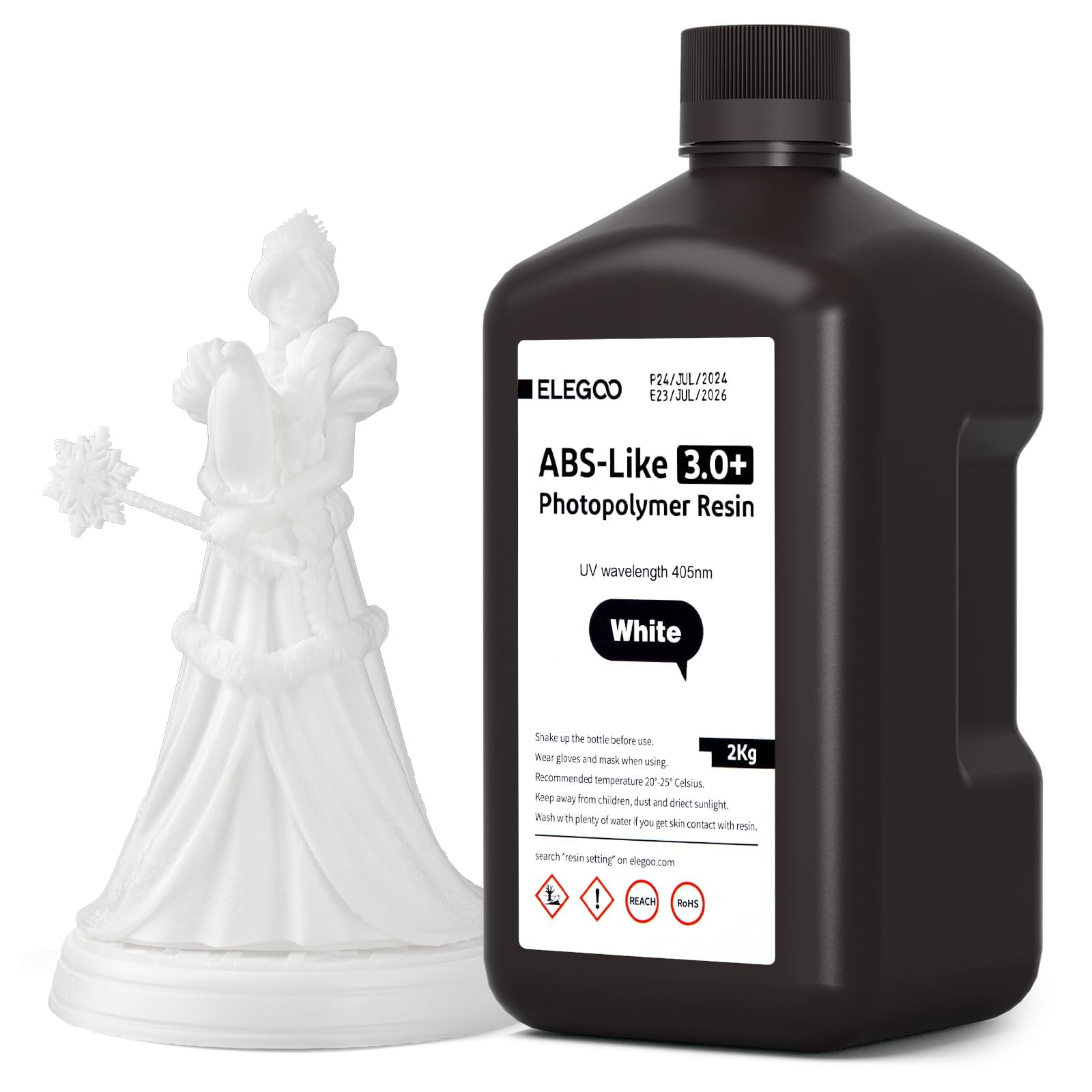 ELEGOO ABS-Like Resin 3.0+, Resin for 3D Printer with Higher Heat-Resistance, Low Viscosity, High Precision, Fast Curing and High Toughness,