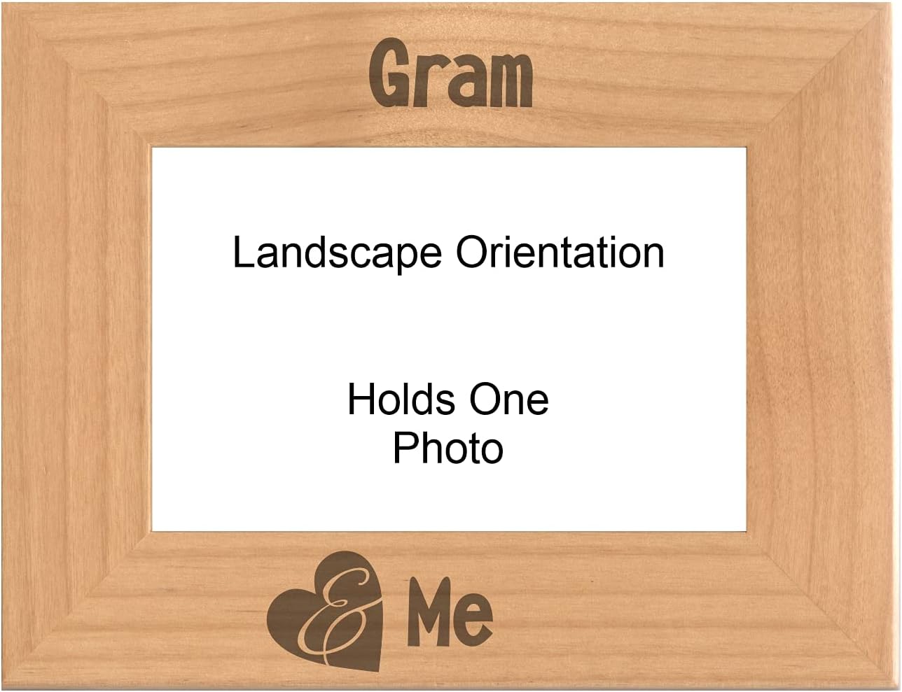 Gift for Grandma Gram and Me Heart Engraved Natural Wood Picture Frame Mothers Day (8x10 Portrait)