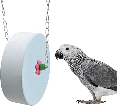 Large Bird Beak Grinding Stone, Hanging Mineral Stone for Parrots, Cylinder Calcium Block for Macaws African Greys Cockatiels, Natural Beak Care Accessory for Medium to Large Birds, Blue