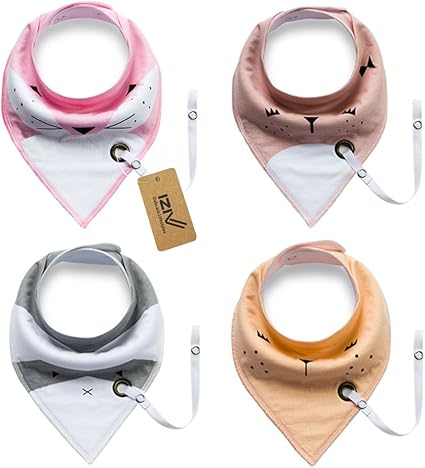 Iziv Lot De 4 Bavoirs Bebe Bandana Bavoir Avec Boucle Reglable Et Attache Sucette Absorbent Coton Doublure 0 2 Ans Couleur 1 Amazon Fr Bebe Et Puericulture