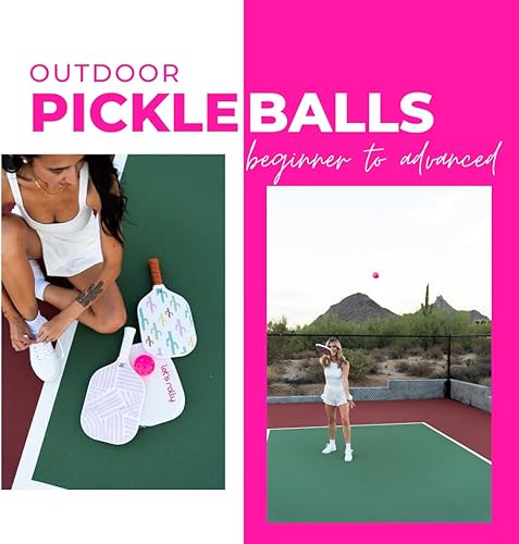 Miniatura 5 de Let's Rally Paquete de 3 bolas de pickleball de color rosa intenso, aprobadas por USAPA, bolas de pickleball duraderas para exteriores e interiores