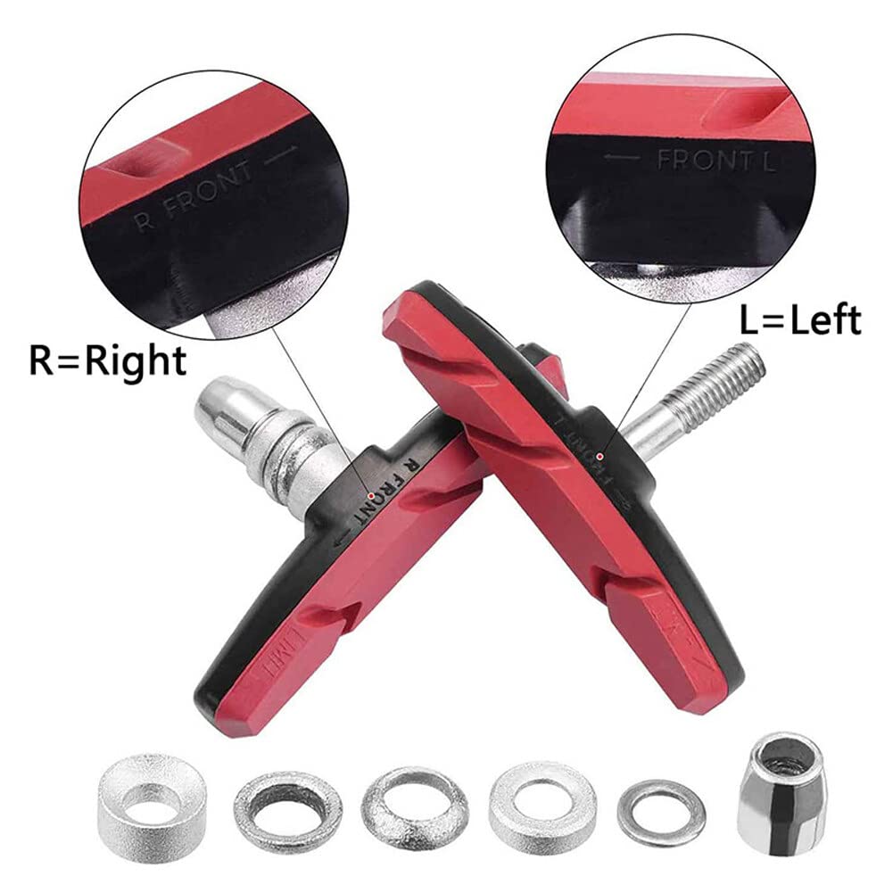 RUJOI 2 Paia di Pastiglie Freno Bici, Ganasce Freno a V da 72 mm con Dadi Esagonali e Rondelle, Sostituzione Freni V-Brakes per Cruiser MTB Mountain Bicych