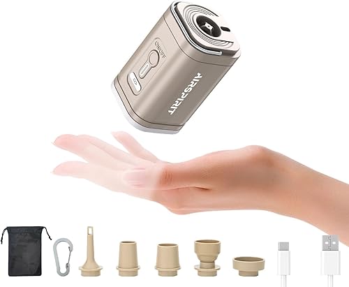 Miniatura 14 de Mini Bomba de Aire Eléctrica Portátil para Inflables - 5 Boquillas Universales, Inflador Recargable - Inflado/Desinflado Rápido Flotadores de