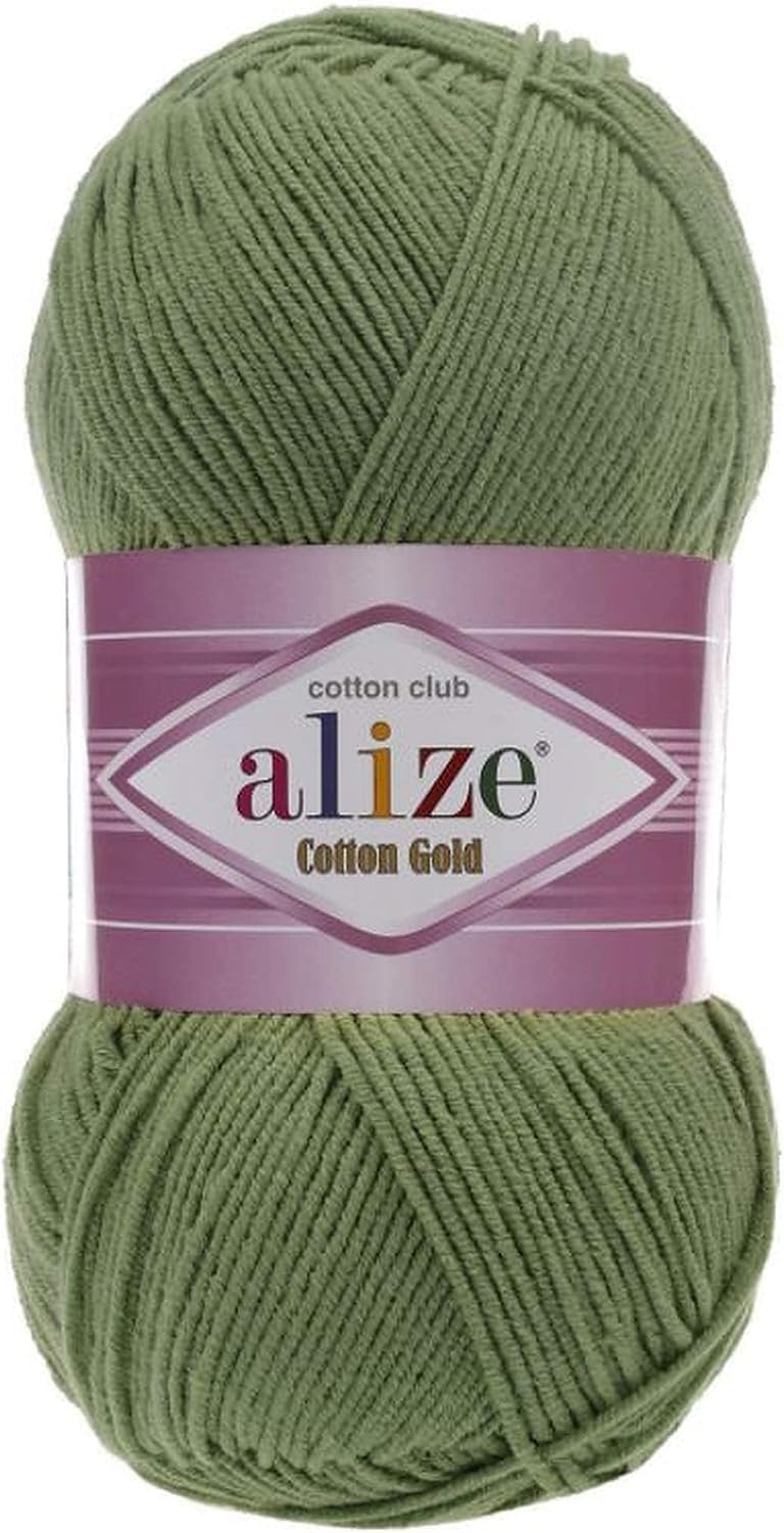 55% Cotton 45% Acrylic Alize Cotton Gold Yarn 1 Skein/Ball 100 gr 360 yds (485-Green)