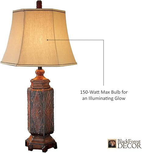 Miniatura 2 de Black Forest Décor - Lámpara de mesa Córdova del suroeste, estilo rústico, sala o decoración del hogar.