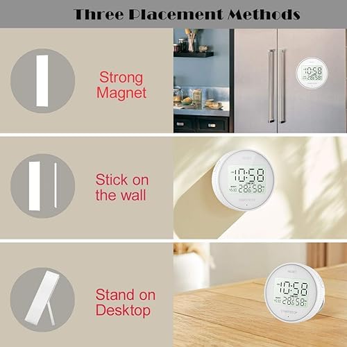 Miniatura 6 de Higrómetro digital magnético y termómetro para interiores, temporizador de cocina para cocinar, hornear, fitness, batería AAA incluida