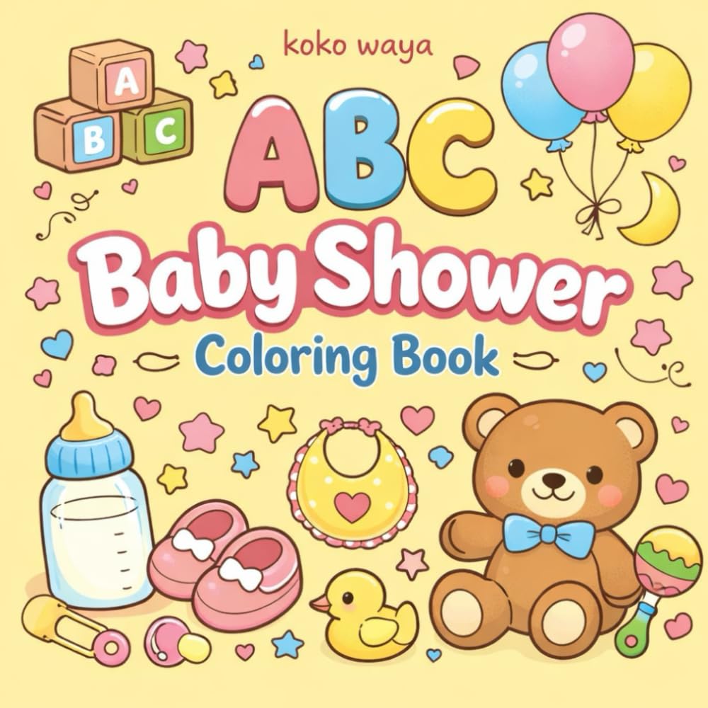 abc baby shower coloring book: Cute Alphabet Celebration Pages for Expecting Parents Keepsake Activity Fun