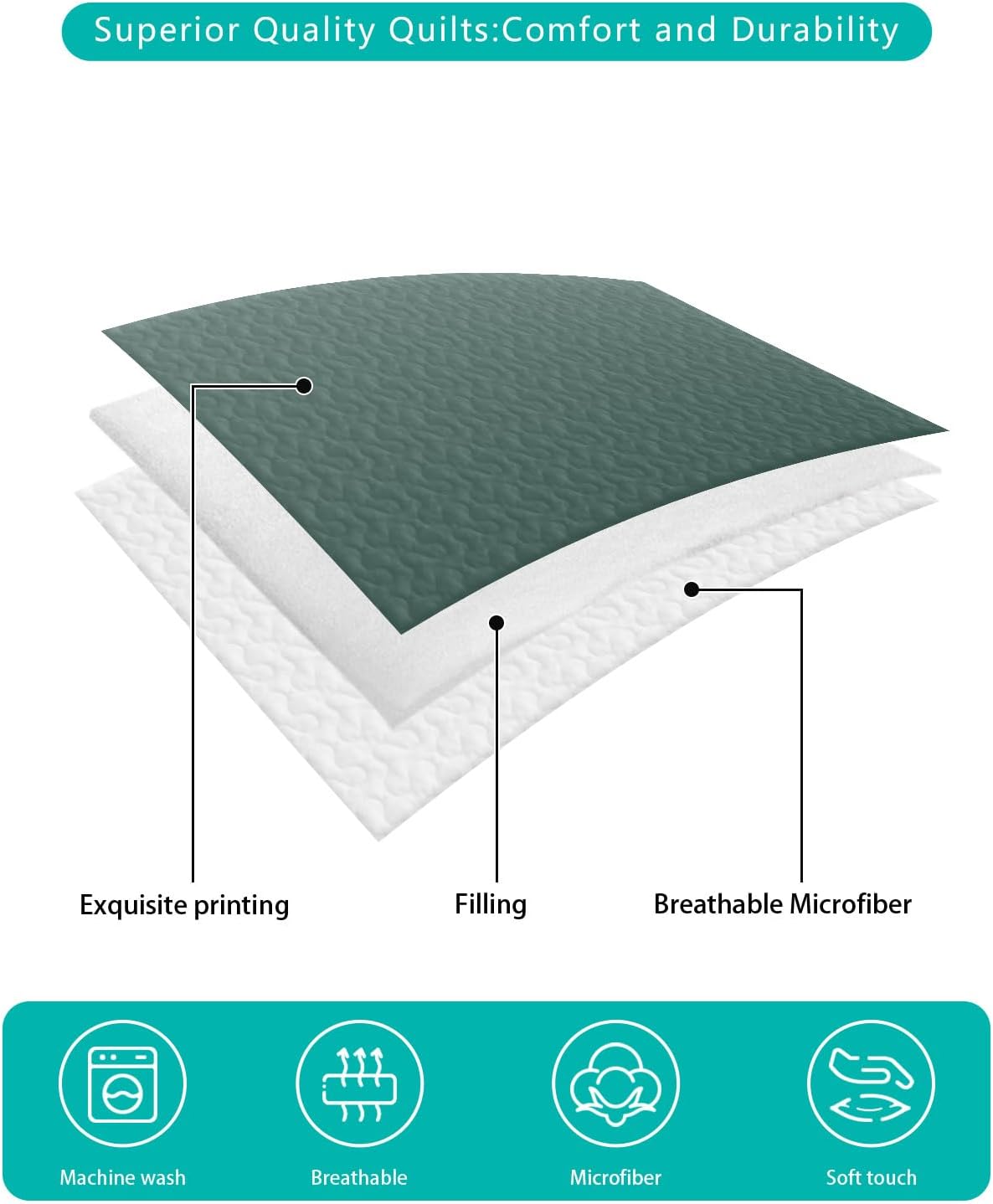 King Size Quilt Set, Abstract Color Gradient Lightweight Bedspread Coverlet Set Soft Microfiber Summer Quilt with 2 Pillow Shams, Ombre Art 3 Piece Comforter Bedding Set