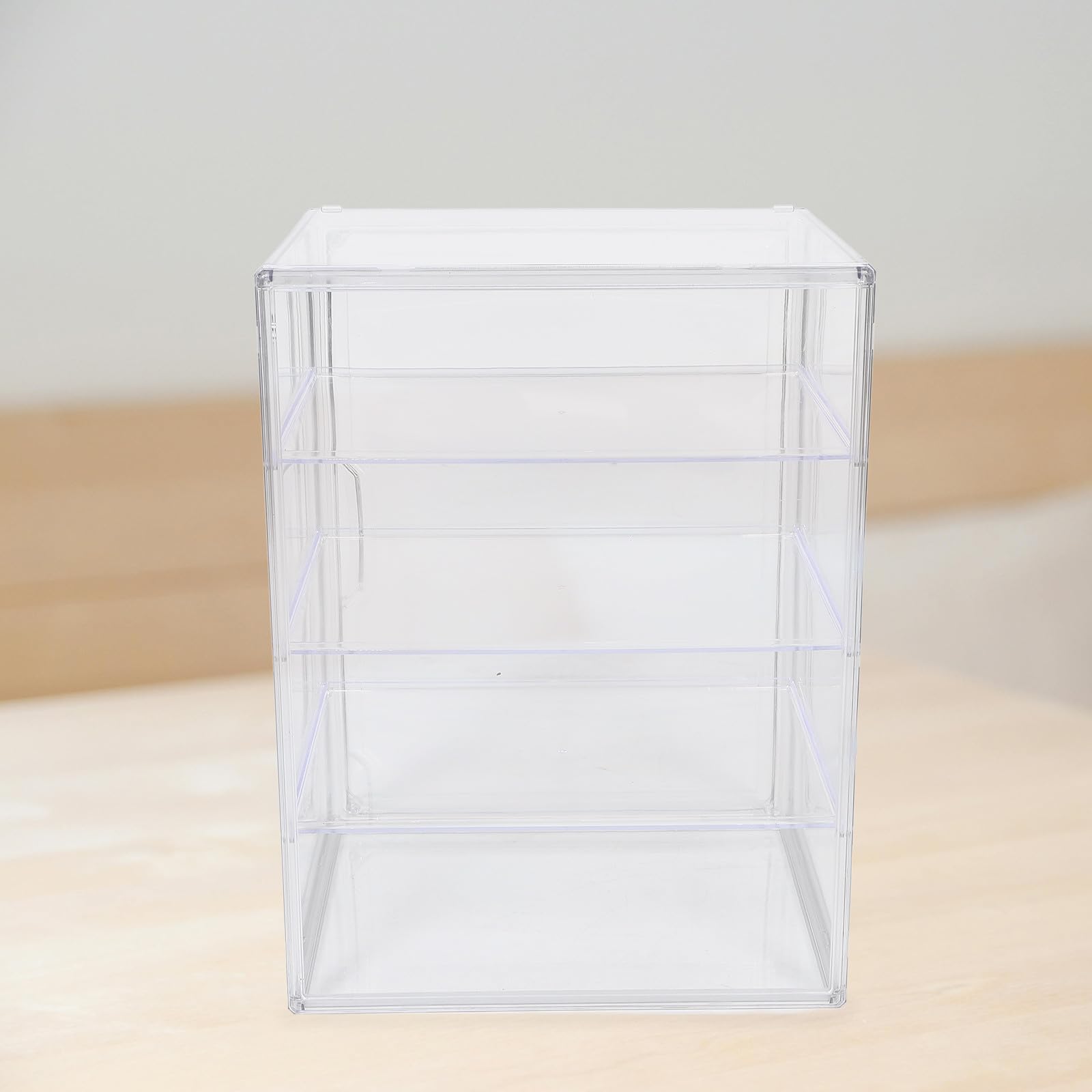 Vitrina Transparente de Acrílico de 4 Niveles con Puerta Magnética y Estantes Ajustables para Almacenamiento de Pan en Encimera de Cocina