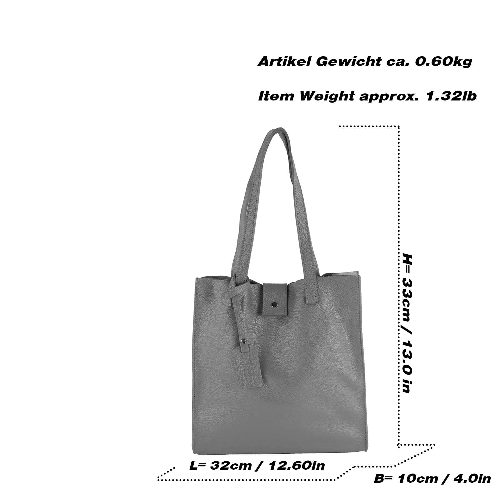 modamoda de - T247 - Sac cabas en cuir italien avec poche intérieure amovible