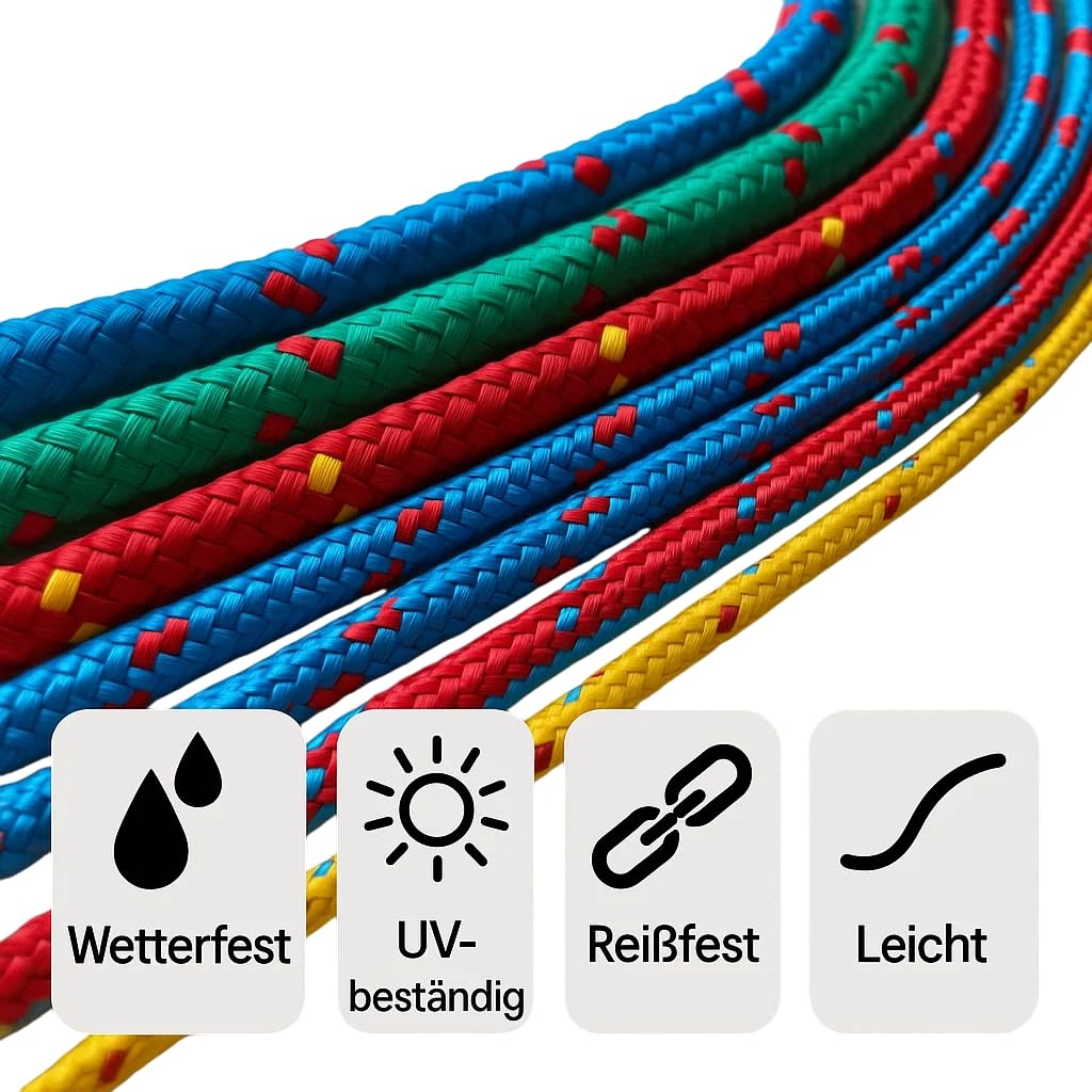 Polypropylenseil 2 –16mm - 25–100 m - Seil - Outdoor - Flechtleine - Campingseil - Leine - Schnur - Kunststoffseil - Reißfest - Allzweckseil für Festmacher - Boot - Geflochtenes Seil (100, 10mm)