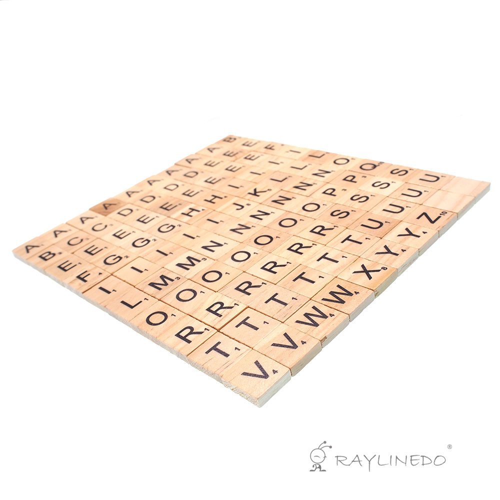 Lot 100 Lettres Alphabet En Bois – Style Scrabble – Imprimées, Chiffres Inclus – Jeu éducatif, DIY – Dès 5 Ans